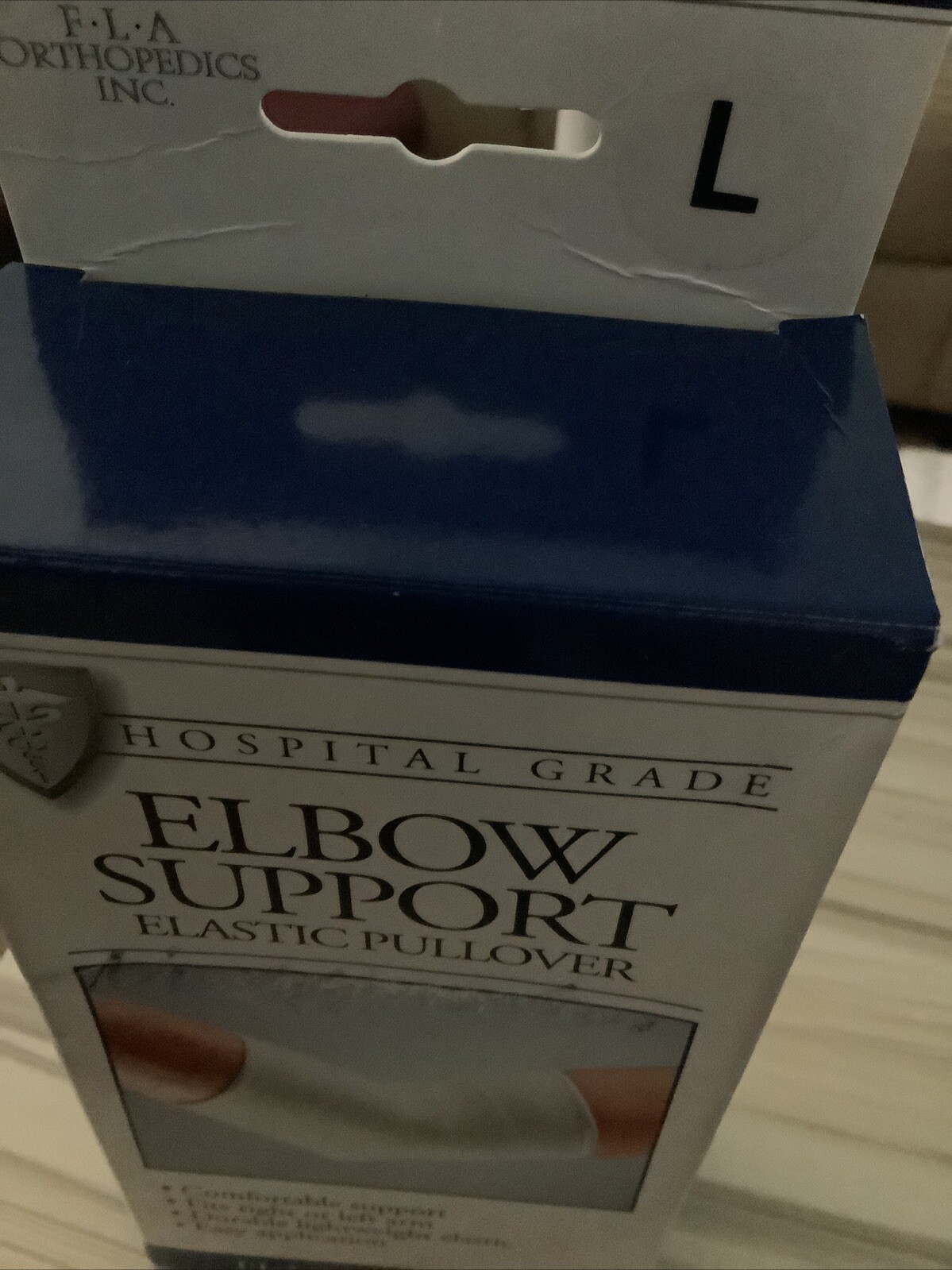 FLA Large Elbow Support Elastic Pullover Hospital Grade White New In Box