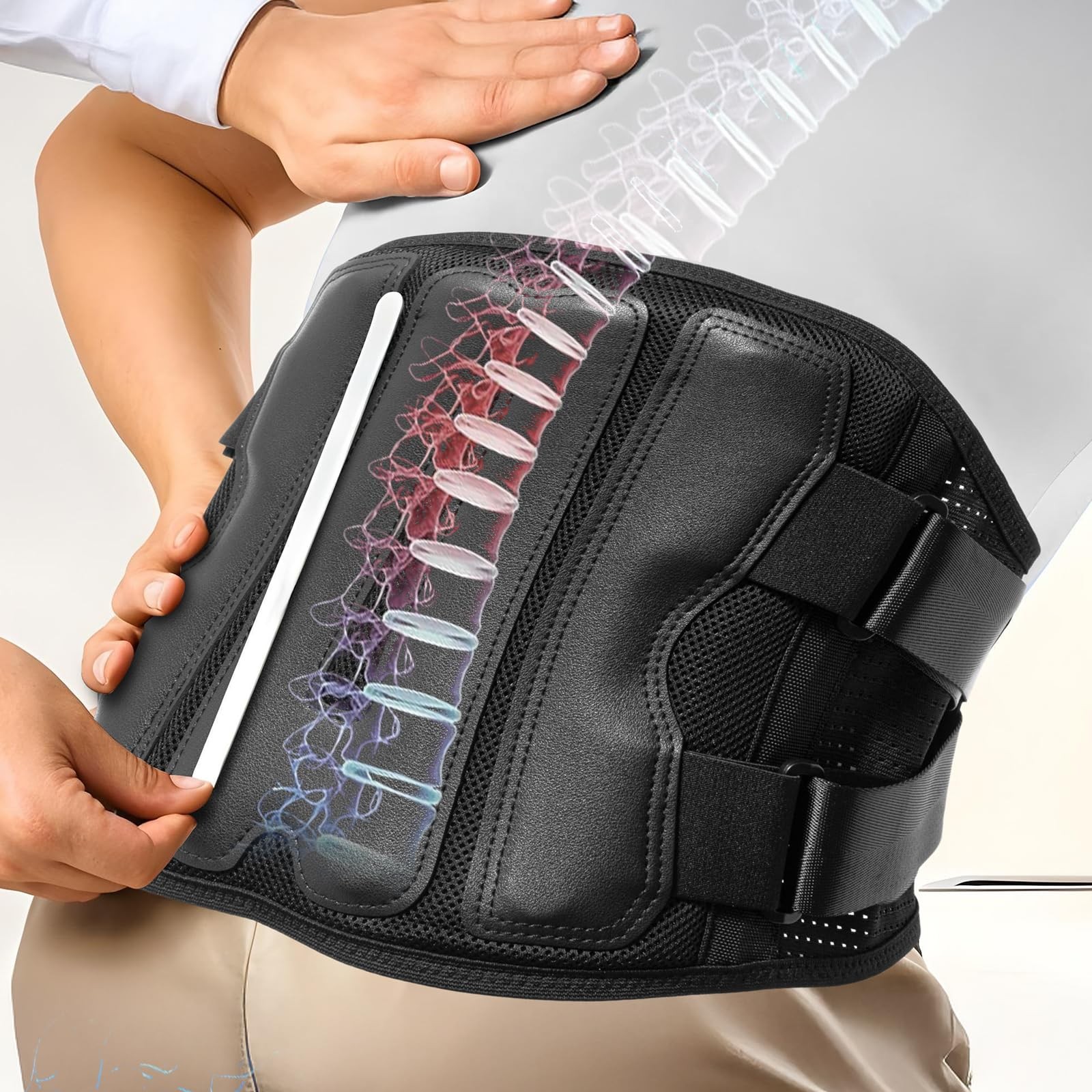 Ebullient Assimilate Back Brace for Lower Pain XX-Large, Black/Black