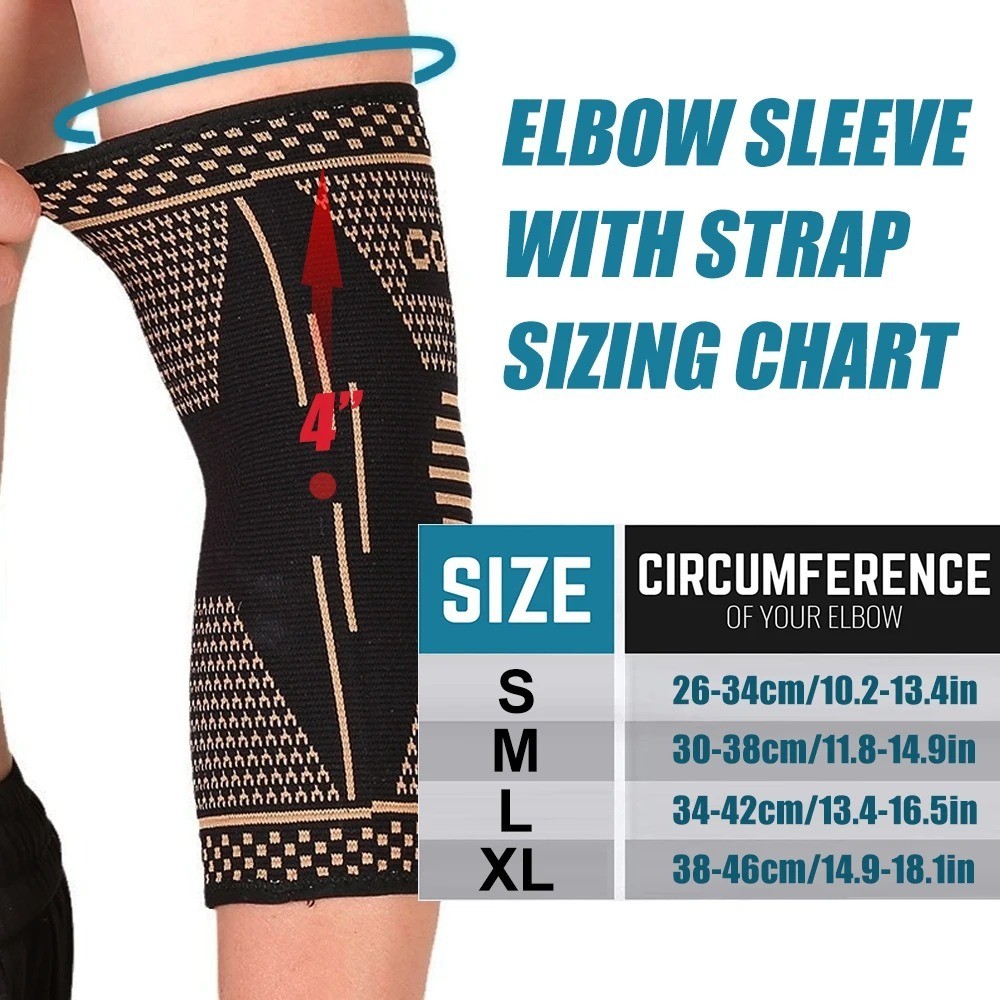 Copper Elbow Compression Sleeve Elbow Brace For Tennis Arthritis Bursitis US