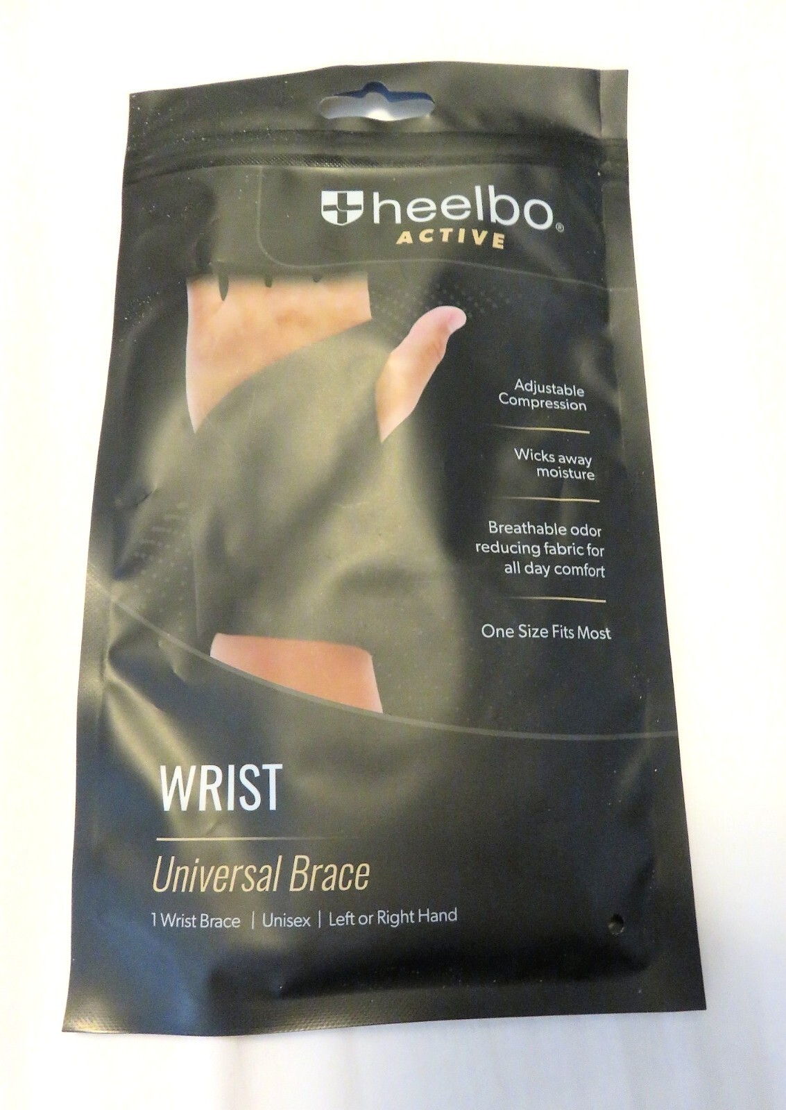 2 NEW Heelbo Active Unisex Black Wrist Brace Carpal Tunnel 1 Size Fits most