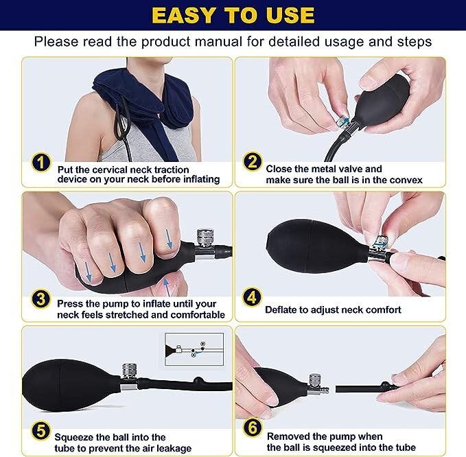 Cervical Neck Traction Device for Neck Pain Relief-Inflatable-Neck Pillow