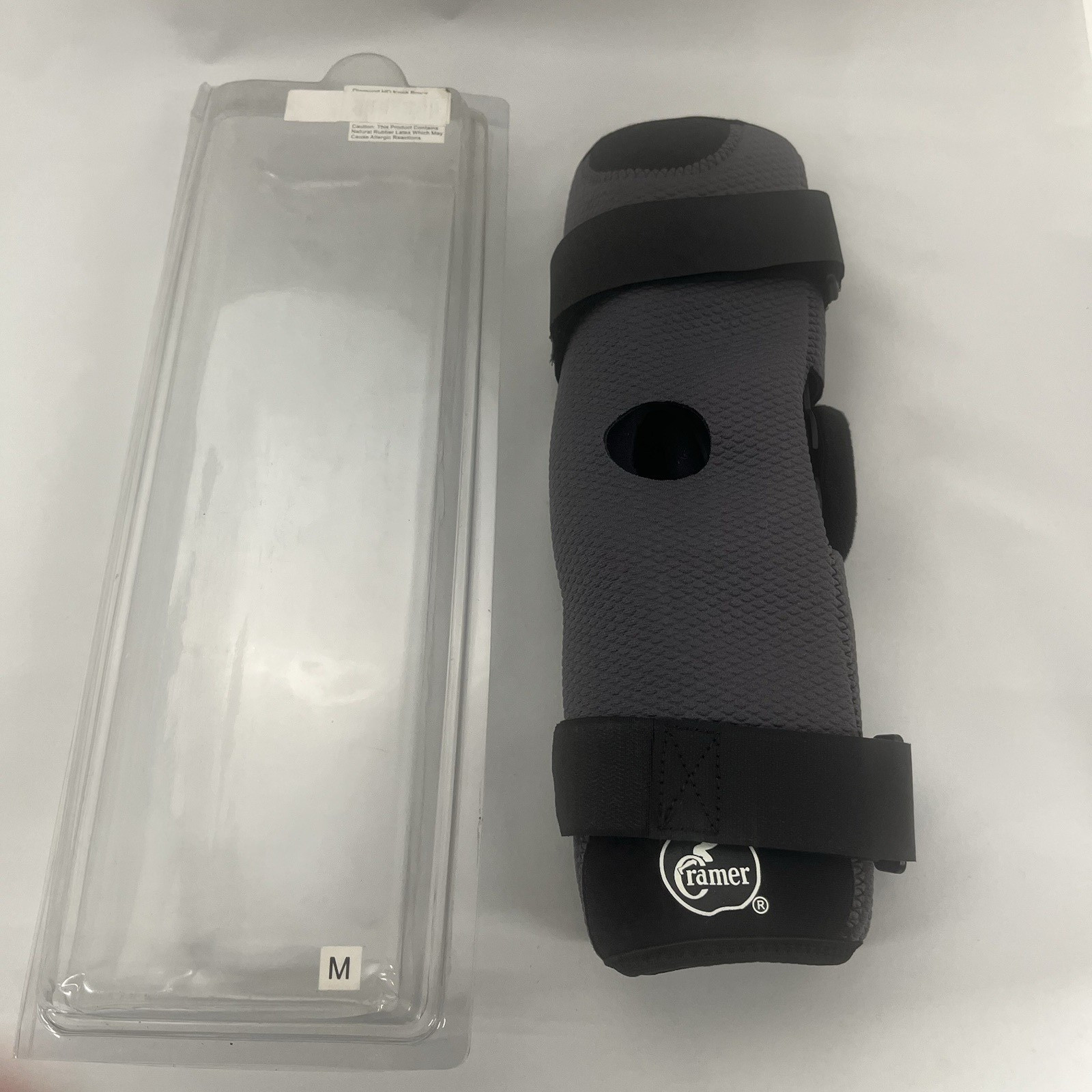 Hinged Knee Brace Neoprene Gray Cramer Diamond HD Medium Fits Left or Right