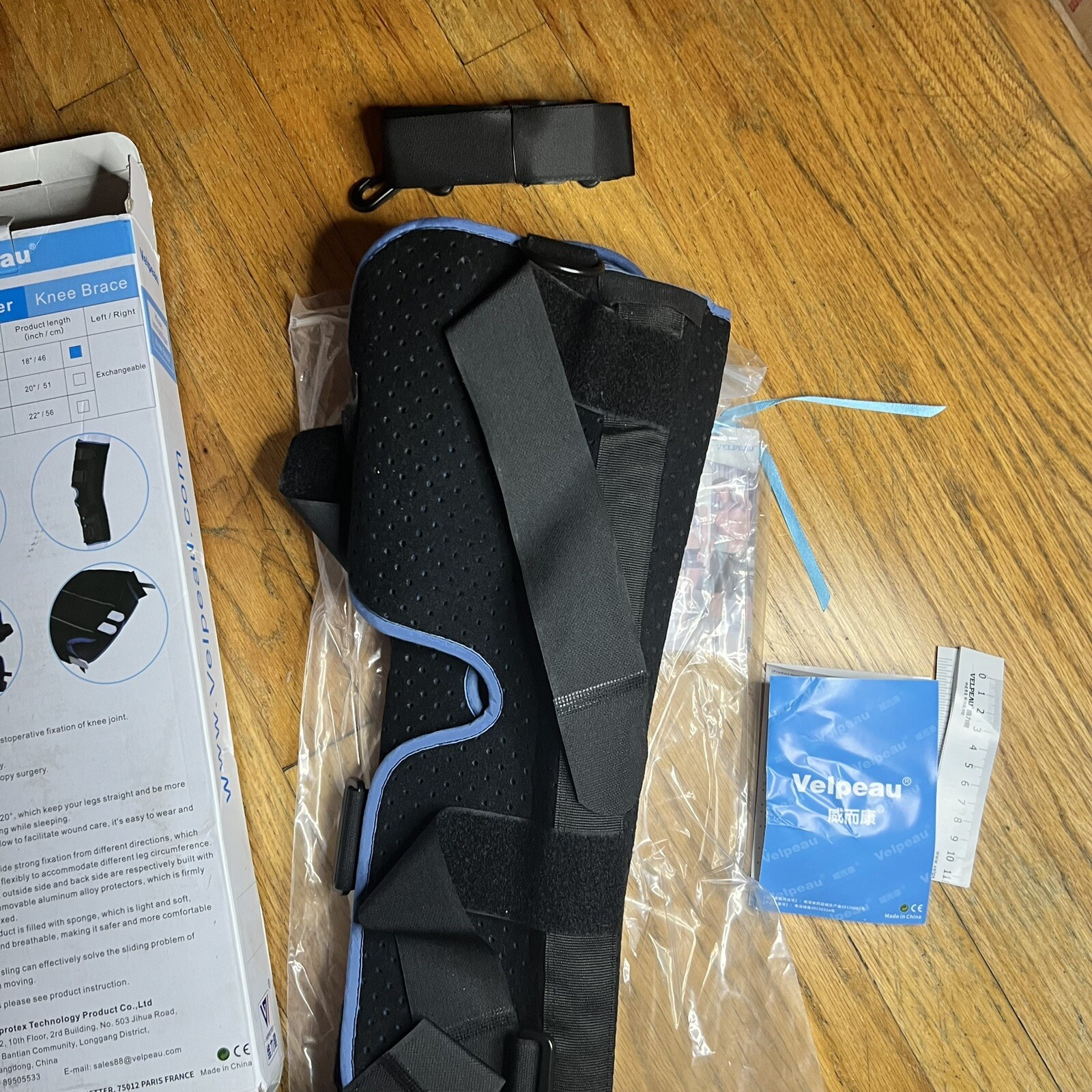 Velpeau Tri-Panel Knee Support Brace Straight Leg Immobilizer VP1201  Size S