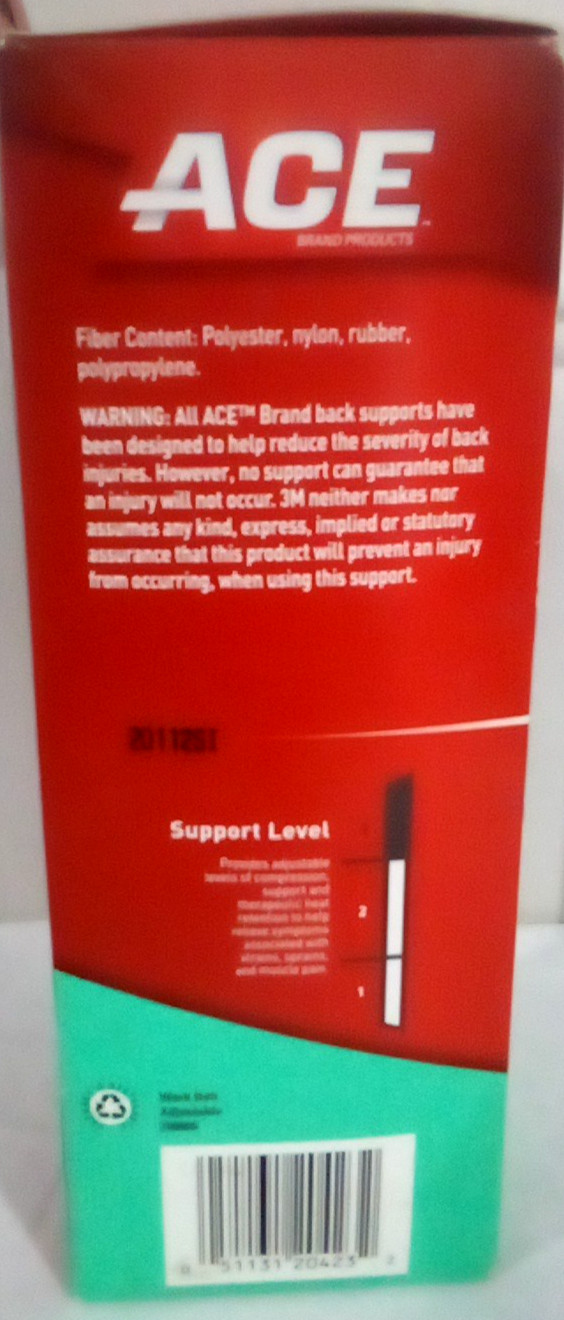 3M ACE Work back Belt with Removable Suspenders Size ADJ Support Level 2