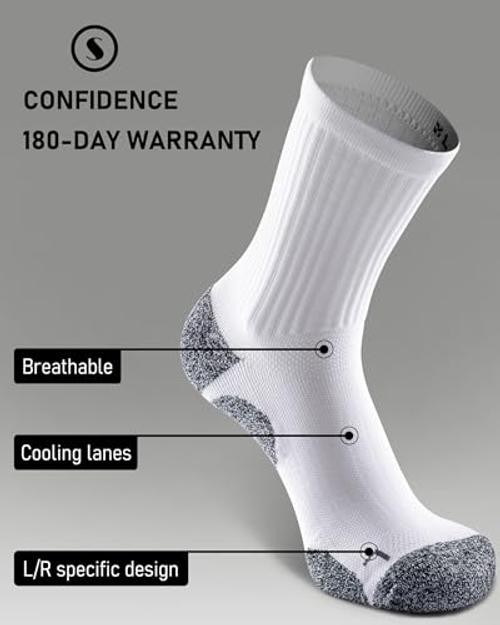 Elite Cushioned Compression Mid-crew Socks 4-Pack for Small White (4 Pairs)