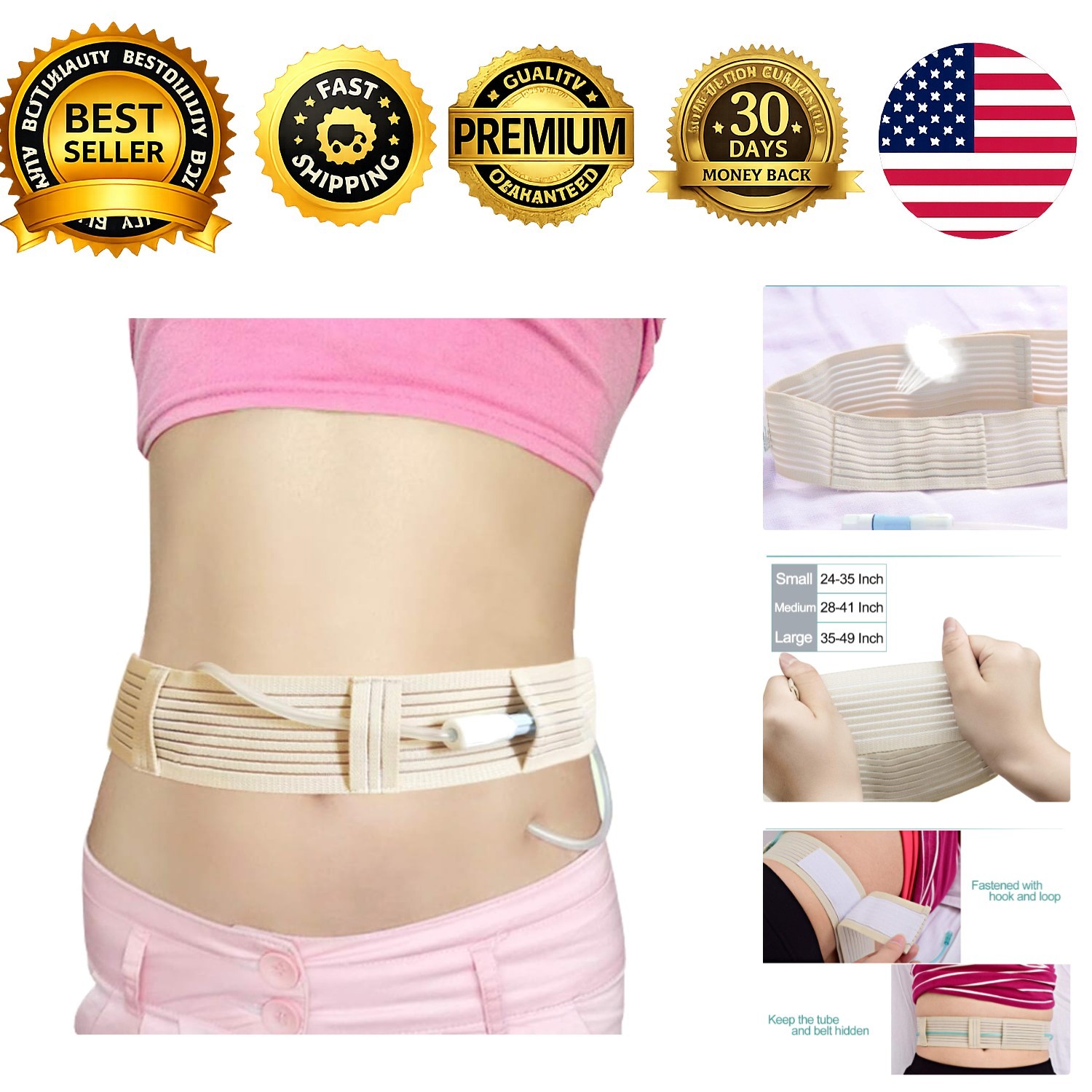 Breathable Peritoneal Dialysis Belt PD Catheter Holder G Peg Feeding Tube Cover