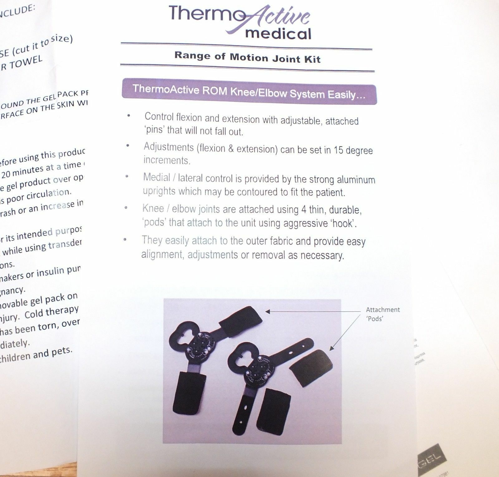 *REPLACEMENT* Manuals/Info Sheets For Thermo Active Medical Knee/Elbow Therapy