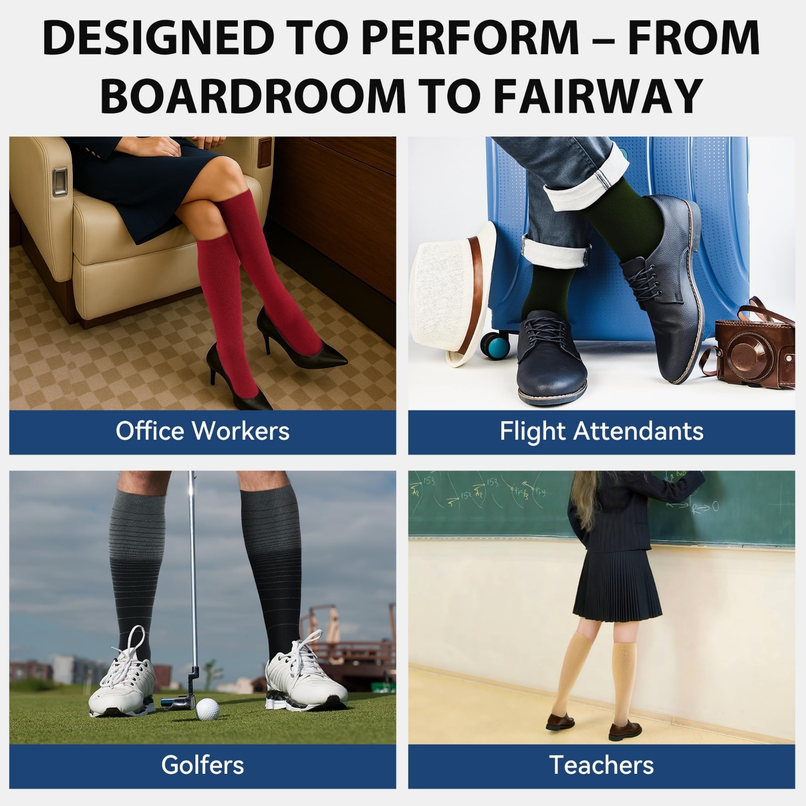Compression Socks for Men & Women 15-20mmHg Cotton Rich, Odor Control, Medical S
