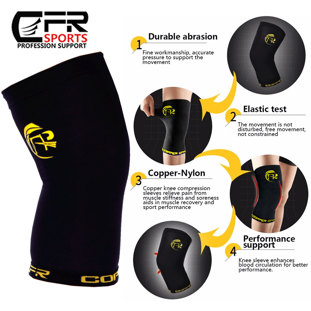 Copper Knee Support Sleeve Brace Compression Arthritis Sport Joint Pain Relief