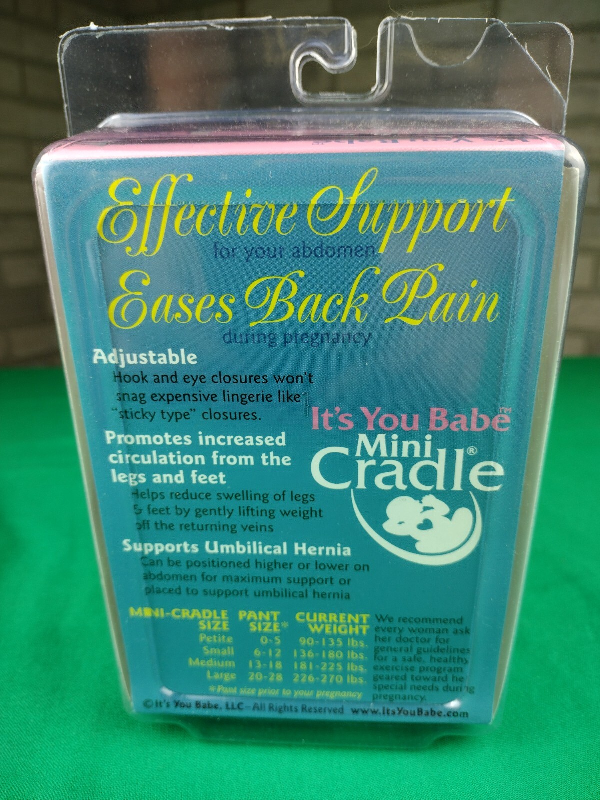 IT’S YOU BABE MINI CRADLE BACK & ABDOMINAL PREGNANCY SUPPORT SIZE L LARGE NEW