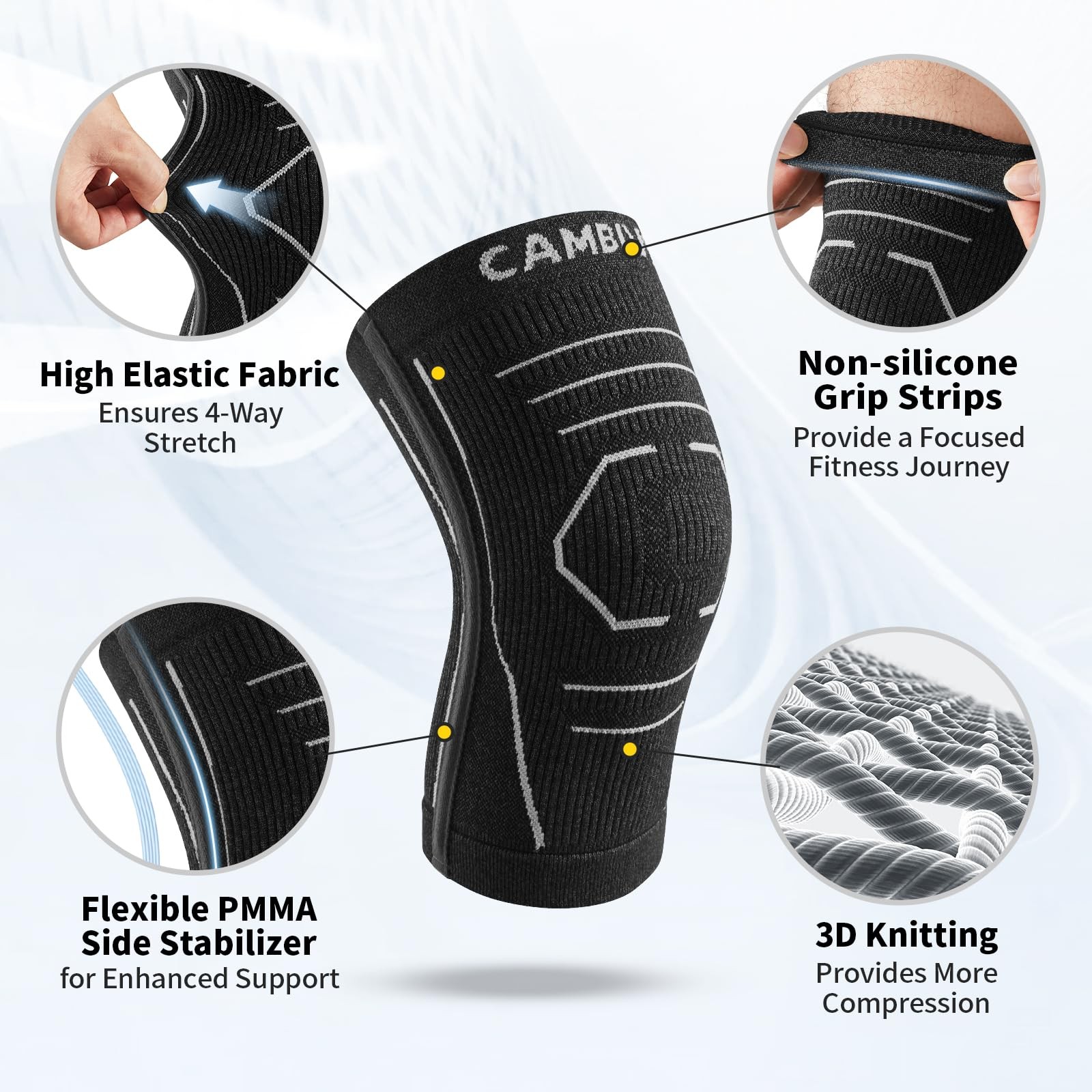 CAMBIVO Knee Brace for Women and Men with Side Stabilizer 2 Medium, Dark Gray