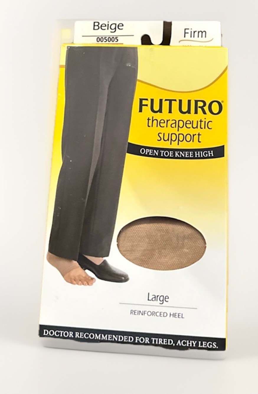 Futuro Medical Compression Open Toe Knee Length Stocking 005005 Firm 20-30mg L