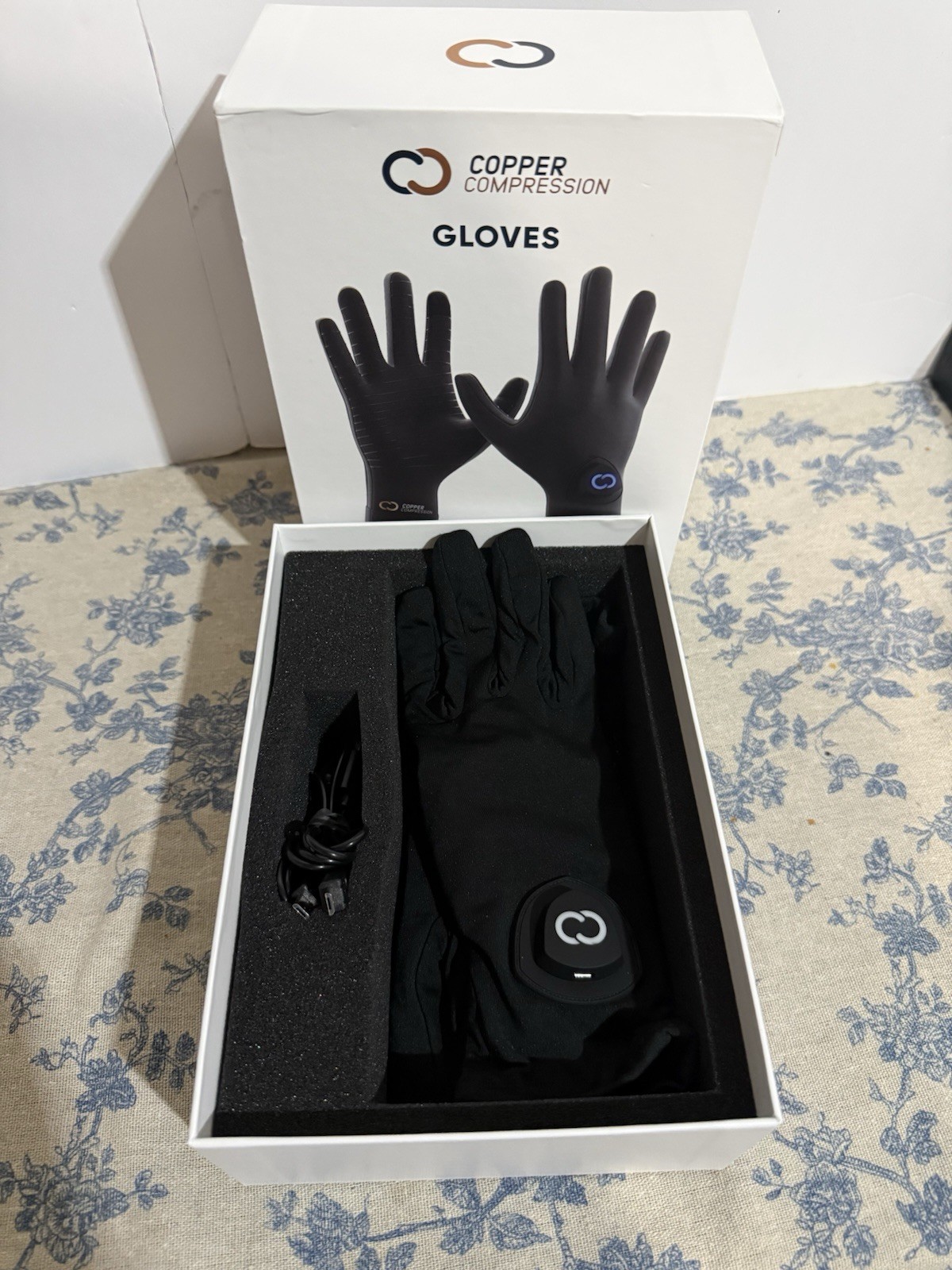Copper Compression CopperVibe Vibration Heat Therapy Gloves Black (1 Pair)
