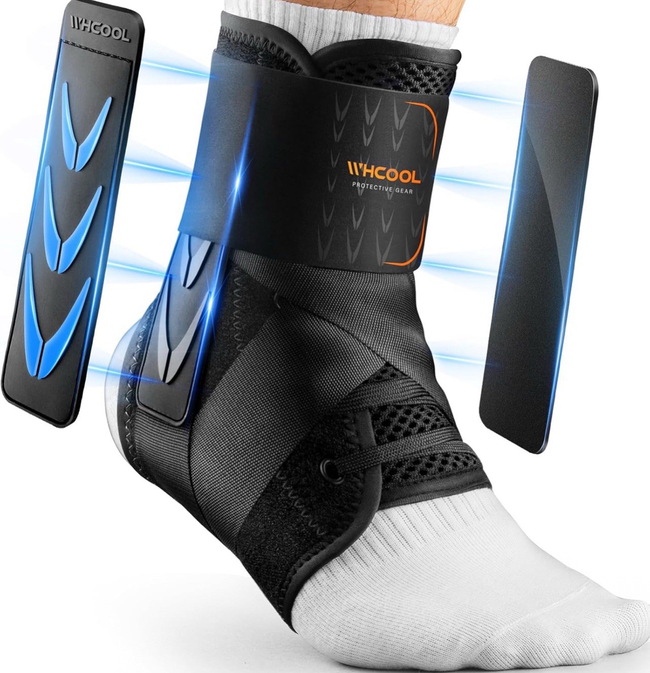 WHCOOL Slim-Fit Ankle Brace for Sprained Ankle, Quick Lace Up Ankle Support Sz L