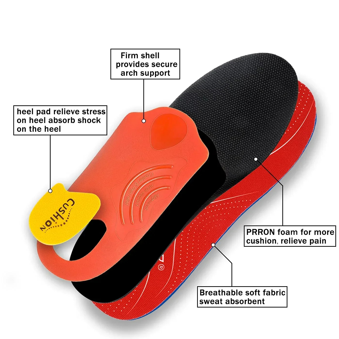 Plantar Fasciitis Orthopedic Sport Insole Men Women Sneaker Flat Feet High Arch