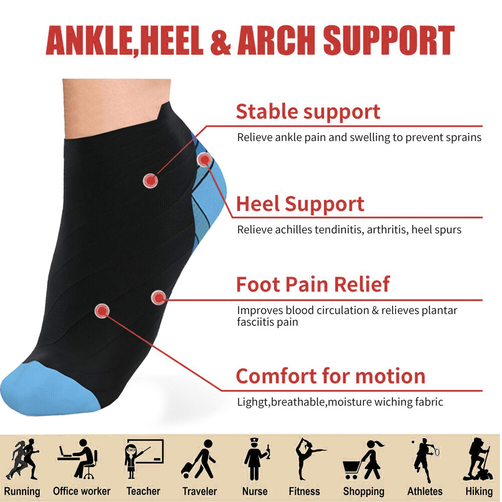 Plantar Fasciitis Socks Ankle Compression Brace Arch Support Joint Heel Running@