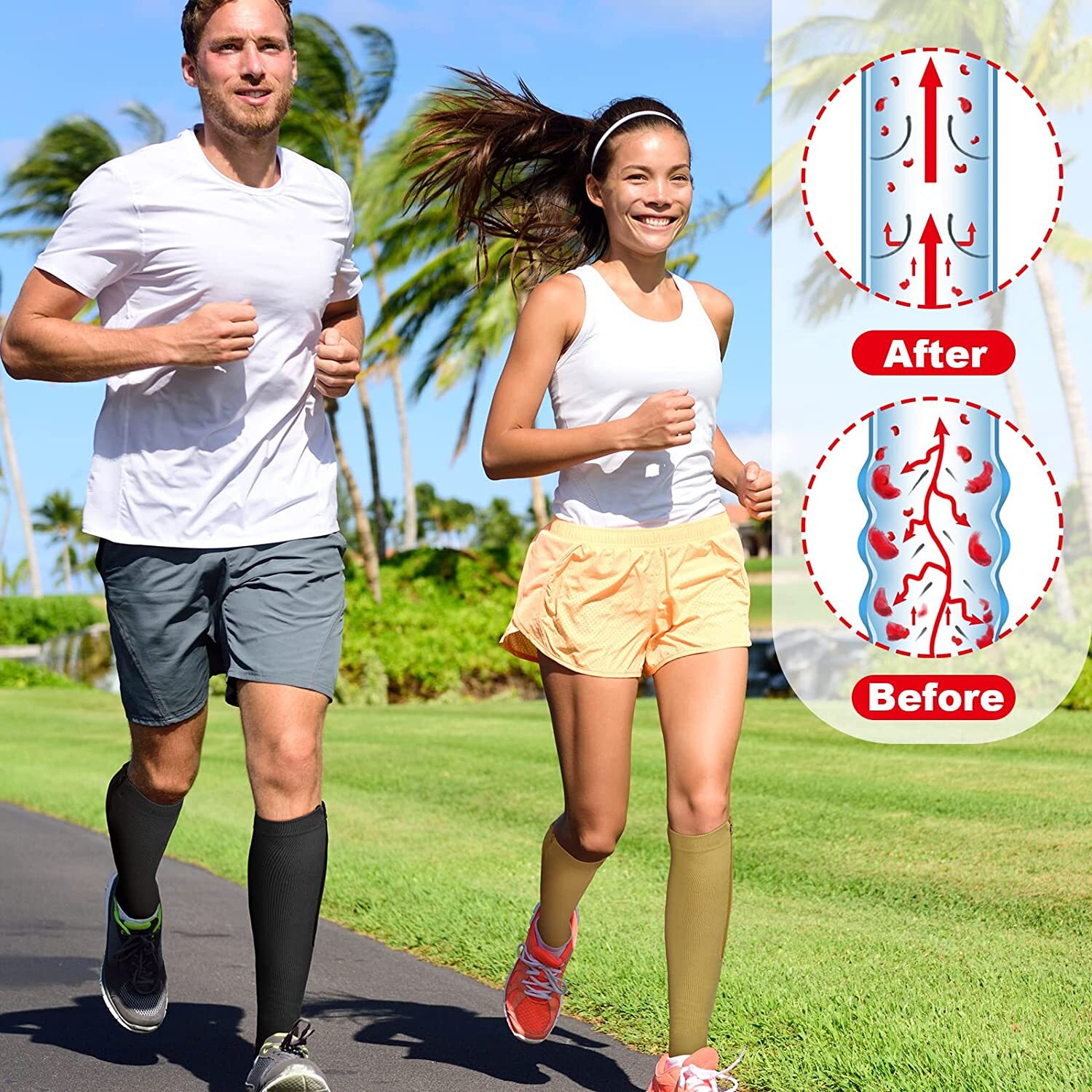 3 PAIRS Calf Compression Socks 20-30 mmHg Varicose Veins BLACK Foot Pain Relief