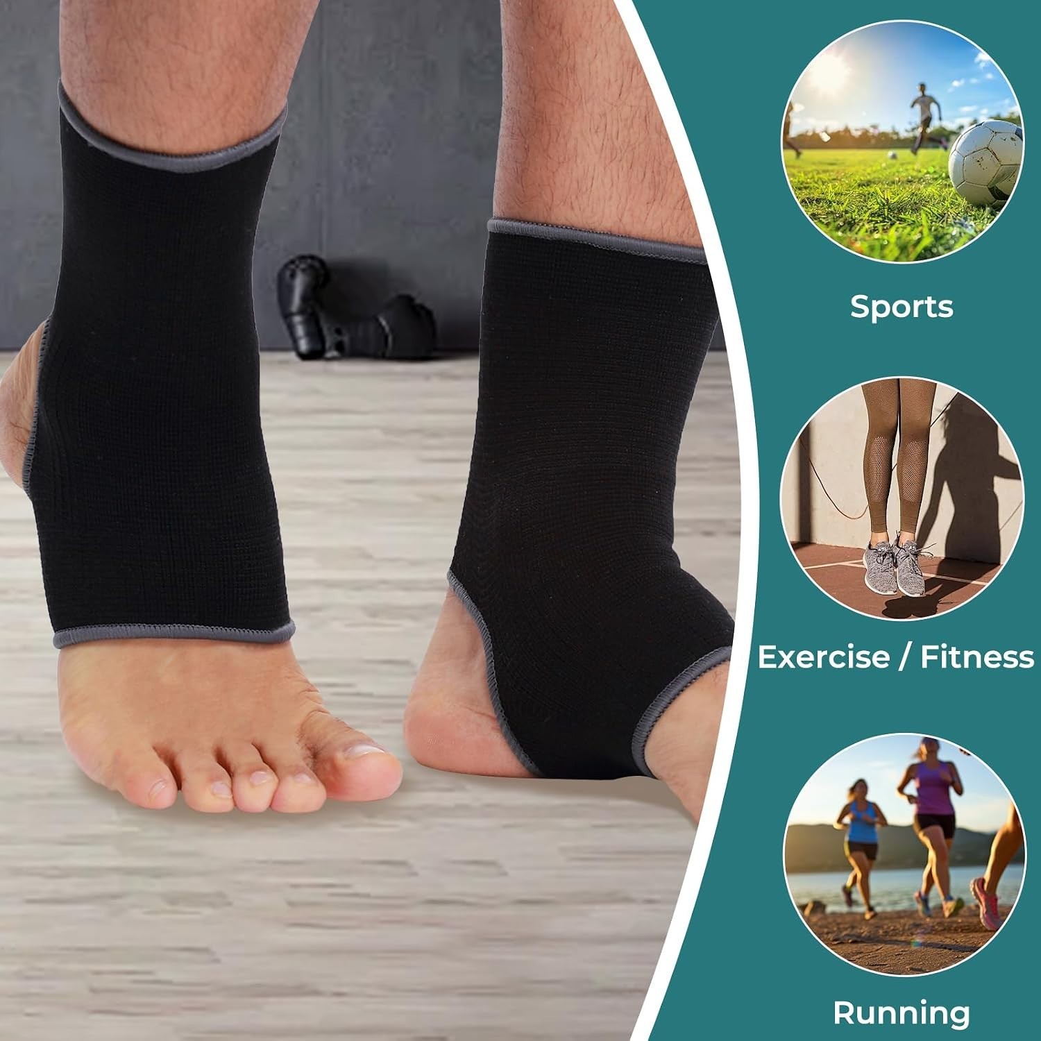 Ankle Support Sleeve – Open Heel, Light, Elastic & Breathable Knitted Fabric …