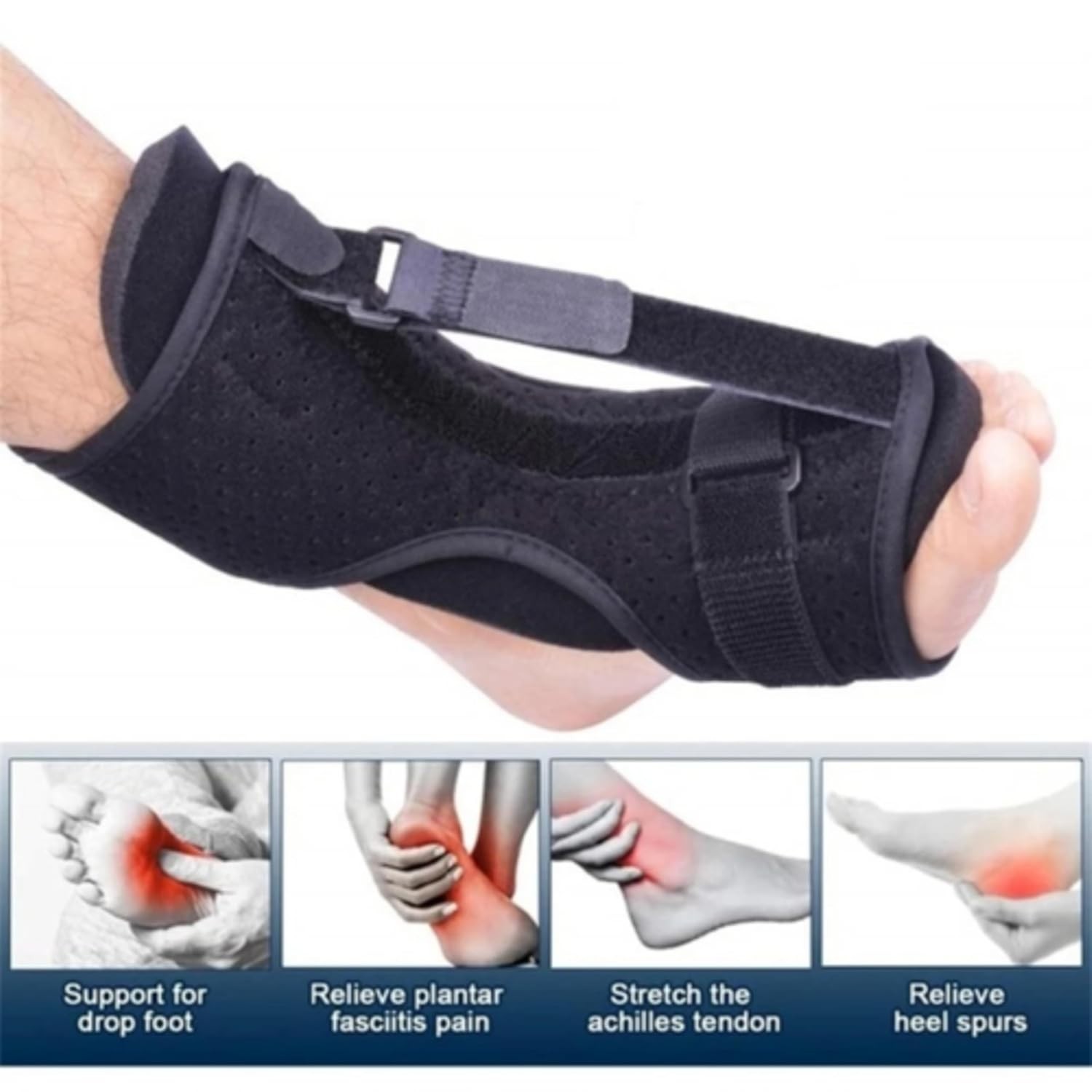 Plantar Fasciitis Night Splint for Women & Men – Adjustable Foot Brace
