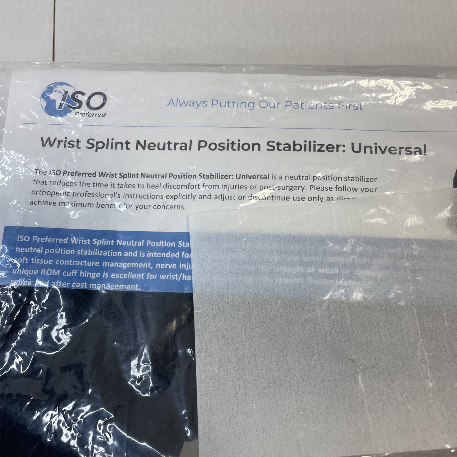 ISO-WR301 Preferred Wrist Splint Neutral Position Stabilizer Brace New In Bag