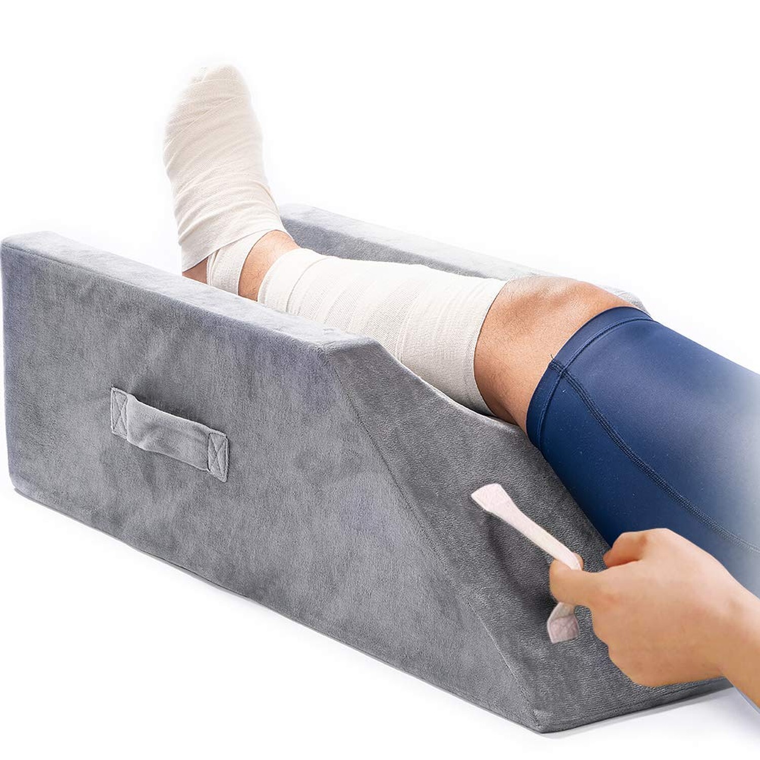 LightEase Memory Foam Leg Support and Elevation Pillow w/Dual Handles for Sur…