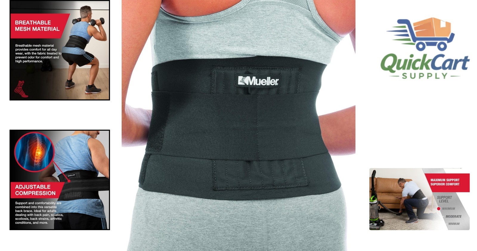Targeted Compression Adjustable Back Brace for Pain Relief & Posture Support