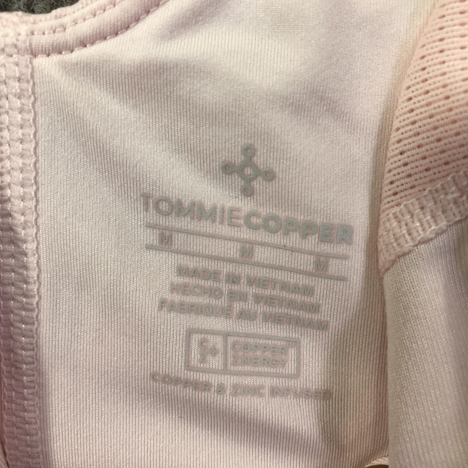 Tommie Copper Shoulder Support Bra Medium Pink Zip Front Copper Znergy Women M