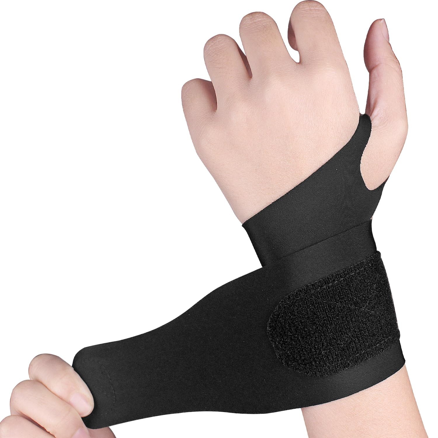 2 Pcs Ultra-Thin Wrist Brace Support for Carpal Tunnel, One Size, All Black