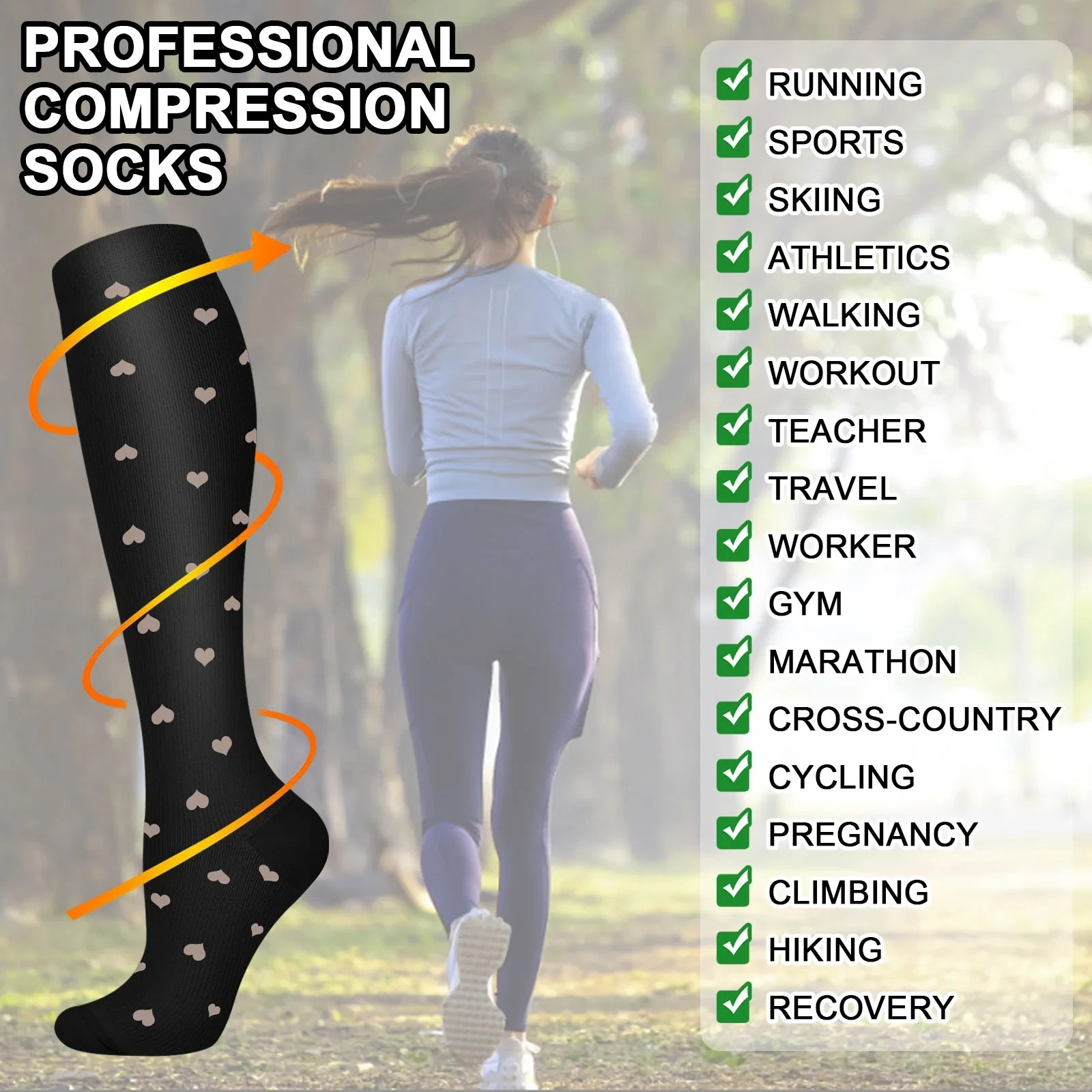 6 pairs Women’s Exercise Compression Socks Support Running Cycling Yoga Foot S/M