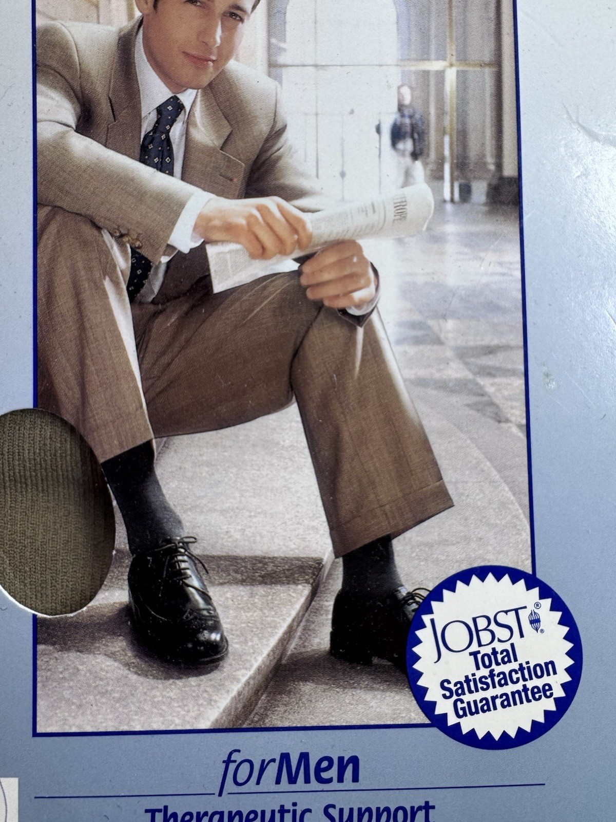 JOBST for Men Thigh High Closed Toe SMALL Khaki Compression Socking 15-20 mmHg