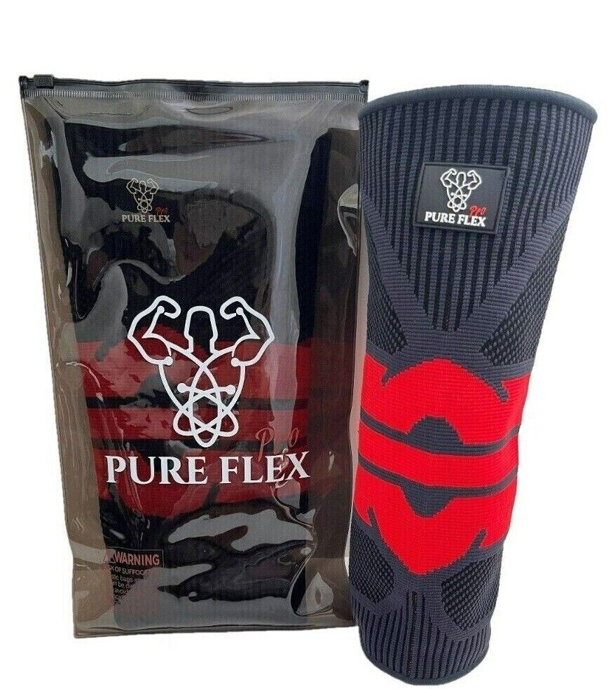 Knee Brace Compression Sleeve Support Sports Recovery ACL LCL MCL Black/Red L