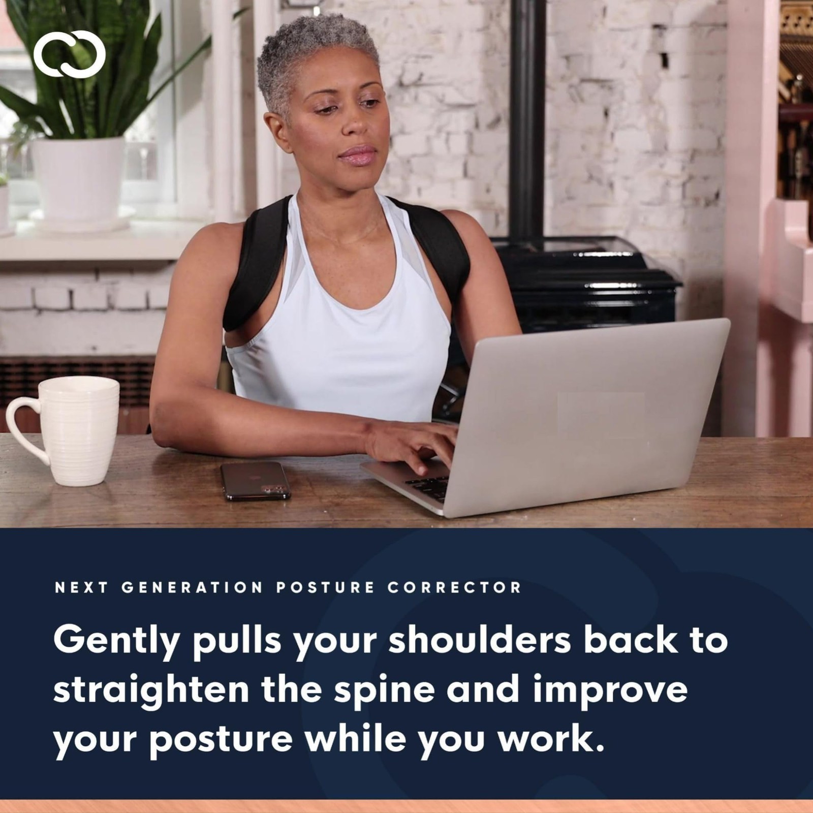 Copper Infused Back Brace Posture Corrector Adjustable Support For Pain Relief