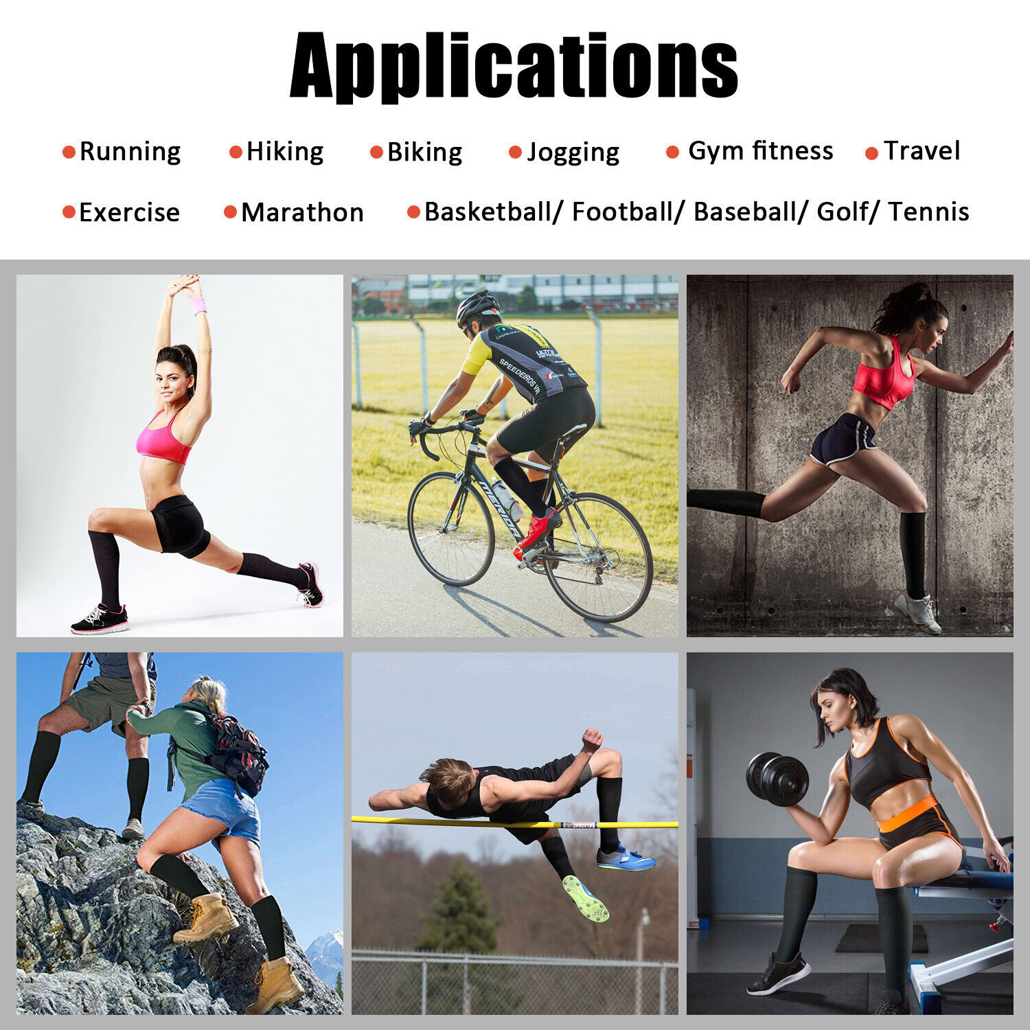 4 Pairs Copper Compression Socks 20-30 mmhg Stockings Graduated Support