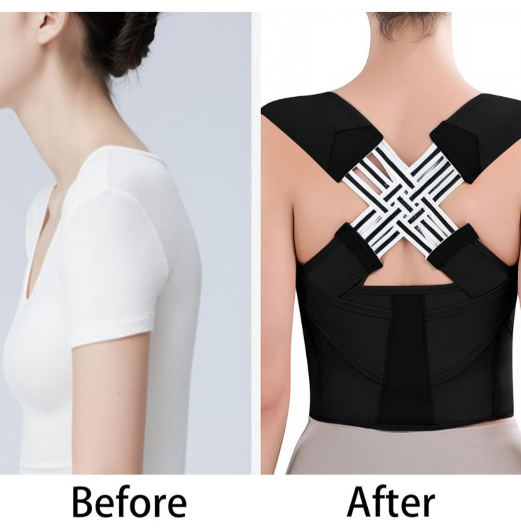 QFE Back Brace Posture Corrector Adjustable for Women and Men Black XXL SF-98