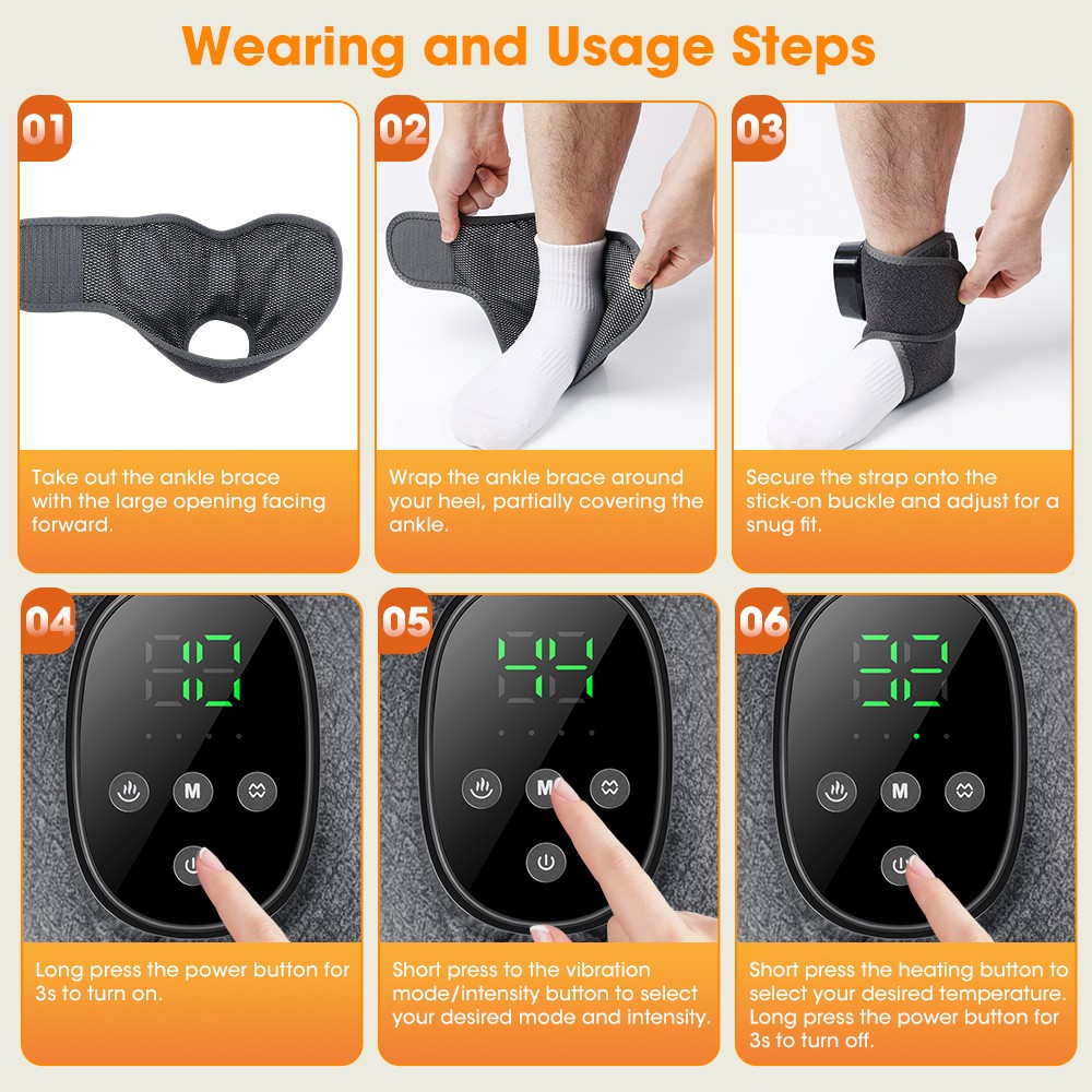 Electric 4 Modes Heated & 4 Vibration Foot Ankle Massager Pain Relief 1800mAh