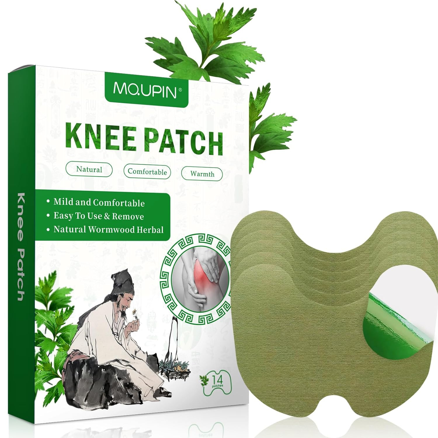 14 Pcs Knee Patches, Natural Knee Patch for Bone on Bone, for Back, Neck, Should