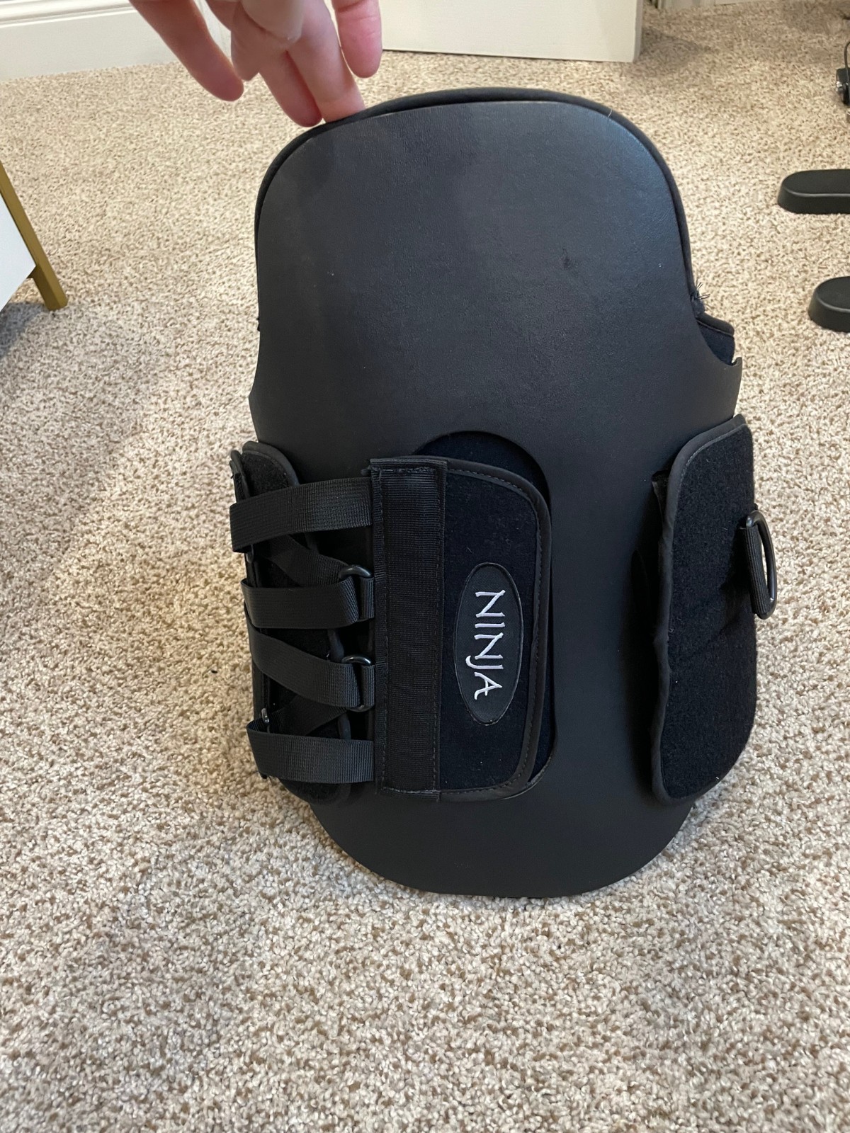 Ninja Back Brace, Small/ Medium Adult, Black, Hard Plastic Support, Adjustable