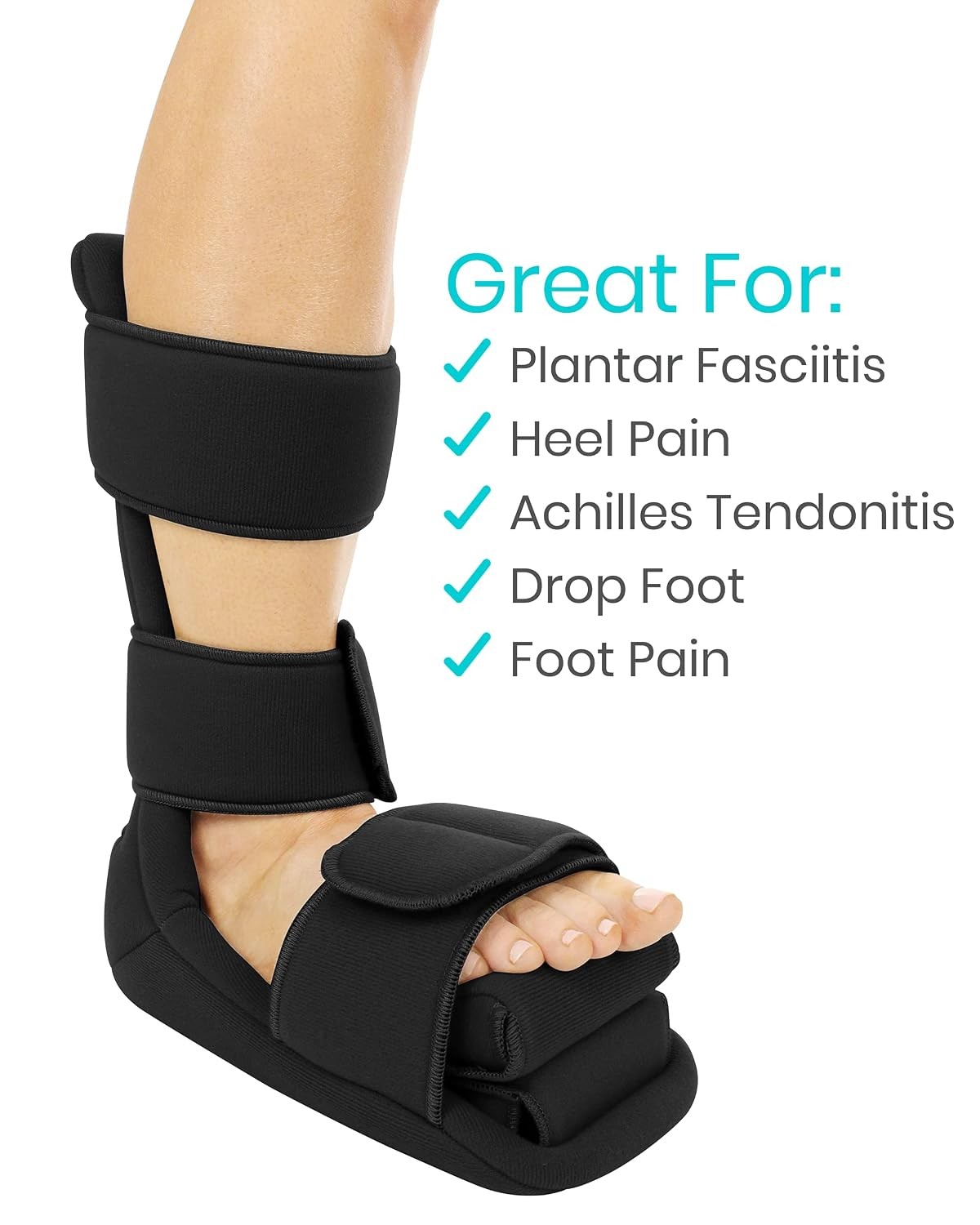 Vive Plantar Fasciitis Night Splint Plus Trigger Point Stretch Wedges – Soft Leg