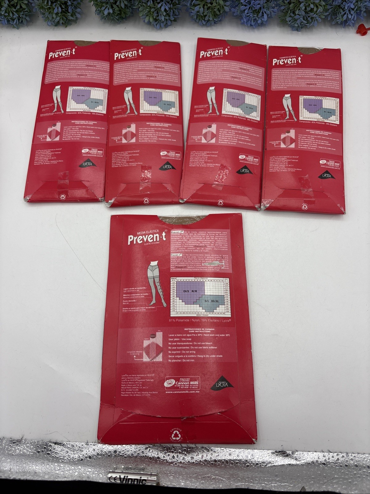 5 Lot Preven-t Elastic 4 Knee High And 1 Stocking Medium Compression Natural