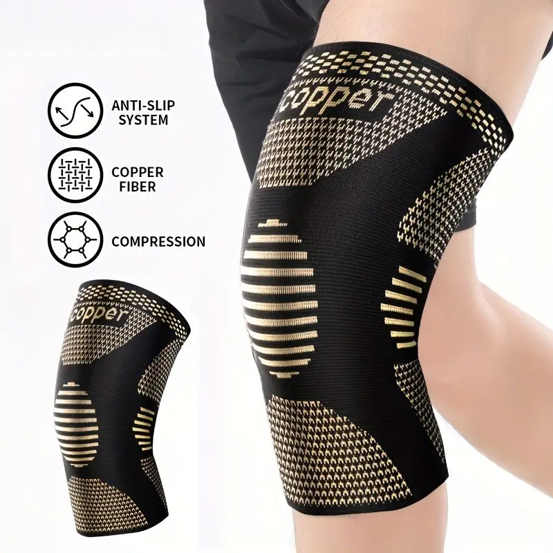 Copper Knee Brace Sleeve Patella Support Sports Gym Arthritis Tendon Joint Pain/