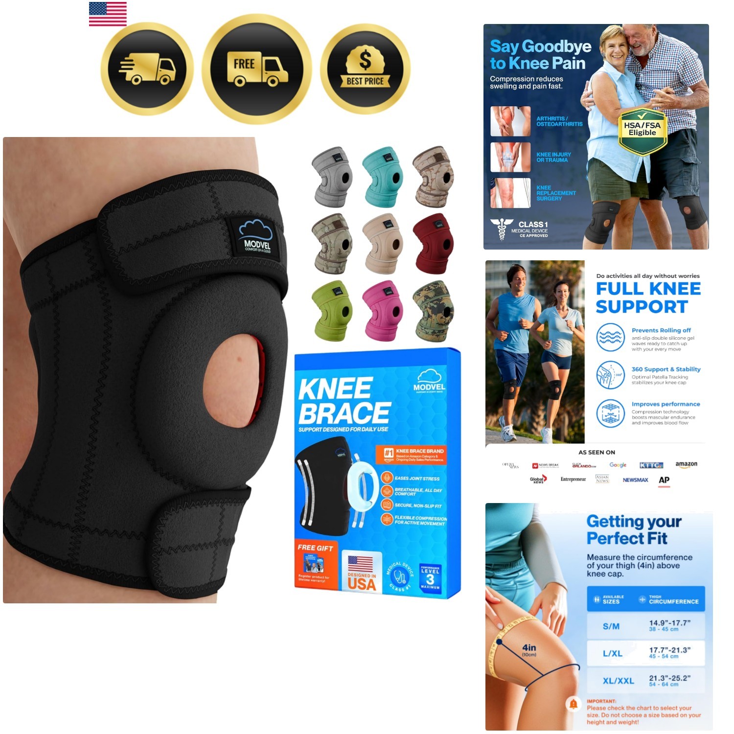 ELITE Knee Brace for Men & Women – Patella Gel Pads & Side Stabilizers for AC…