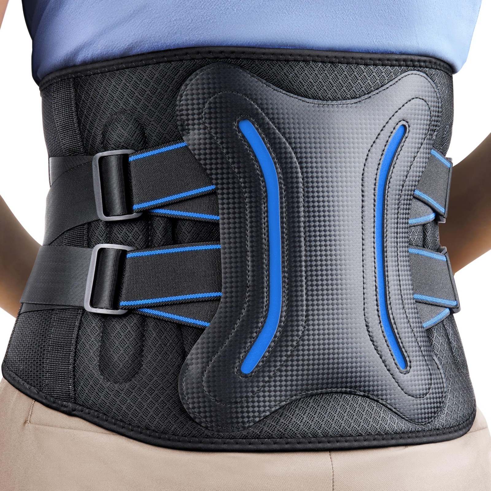 Adjustable 5XL Lower Back Brace with 5 Stays, Lumbar Support Belt for Work, Wais