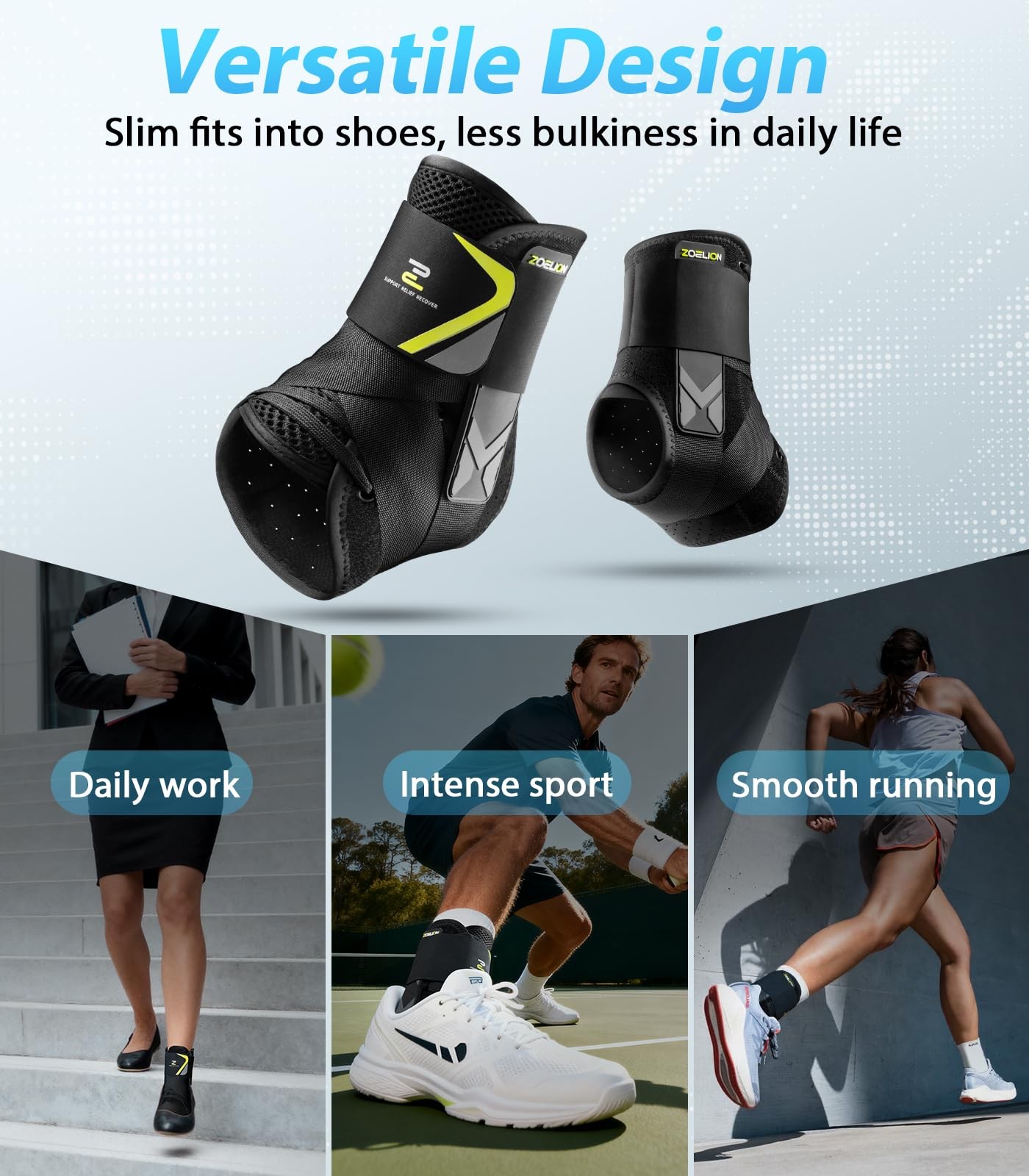 ZOELION Ankle Brace for Men Women with Autoadaptive Side Pads, Slim Fit & Fle…
