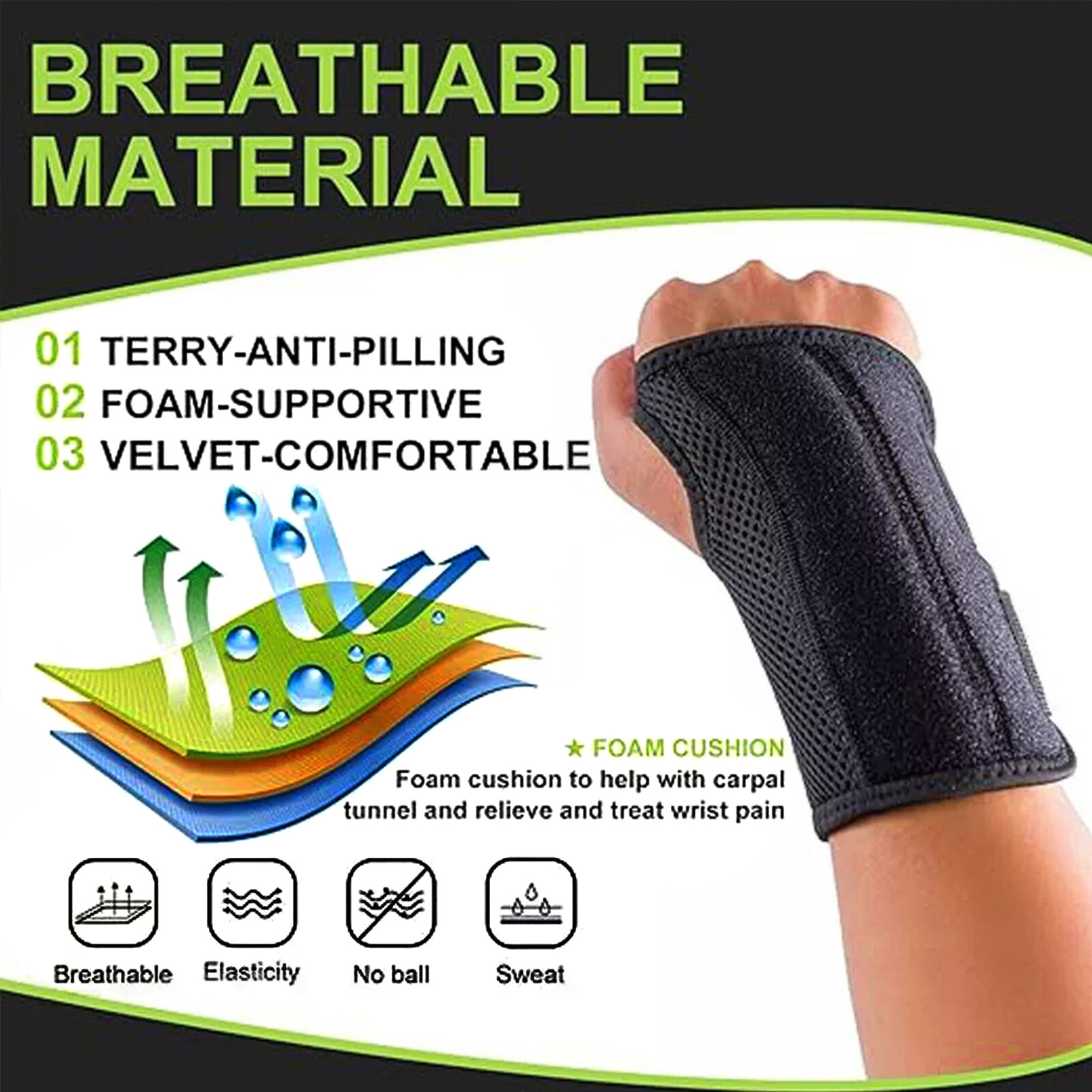 Left Right Wrist Support Brace Splint Carpal Tunnel Hand Sprain Arthritis Injury