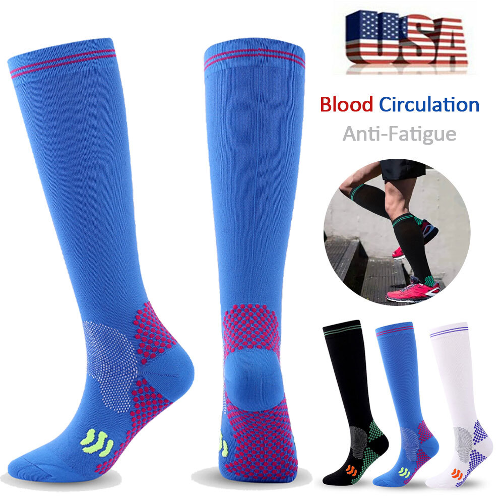3Pairs Men’s Diabetic Over The Calf – Knee High Compression Cotton Crew Socks