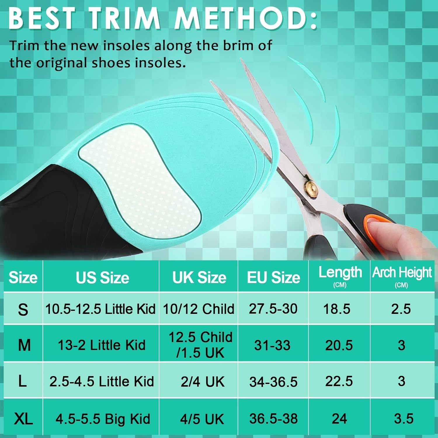 Rock Takin Kids’ Arch Support Insoles-Comfy & Adjustable! L -2.5-4.5 little kids