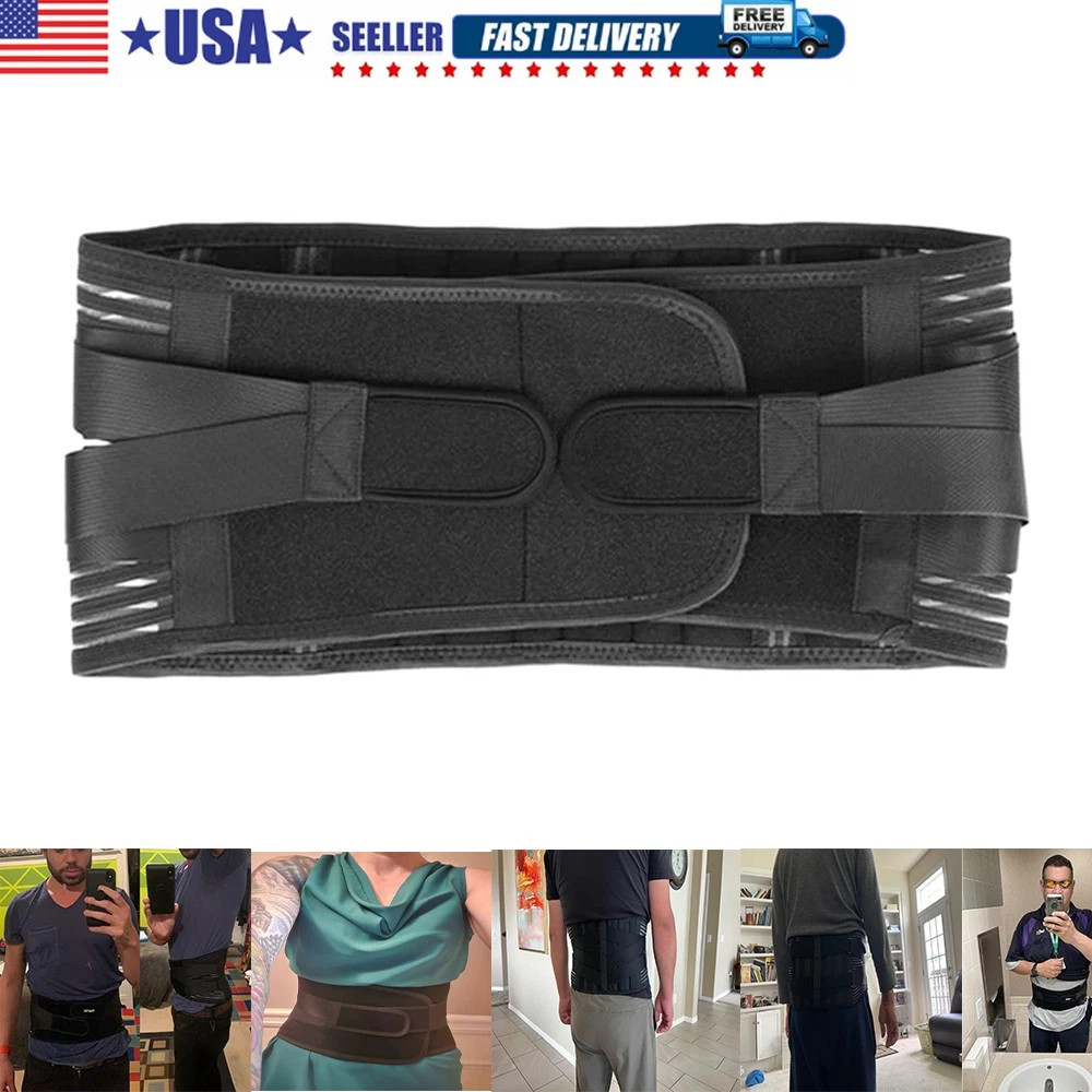 Lower Back Support Brace Adjustable Lumbar Work Belt for Pain Relief Men Women