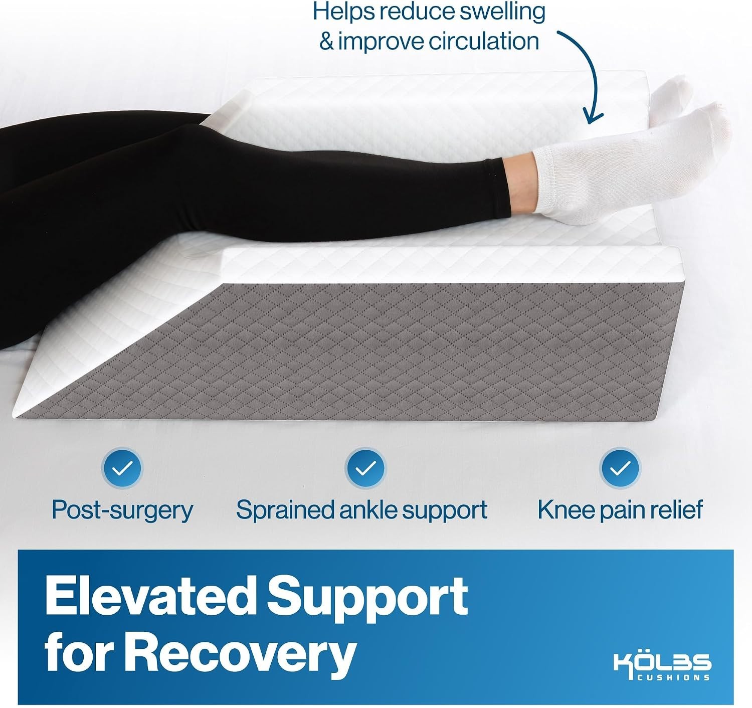 Single Leg Elevation Pillow Post Surgery Knee Ankle Support Jacquard