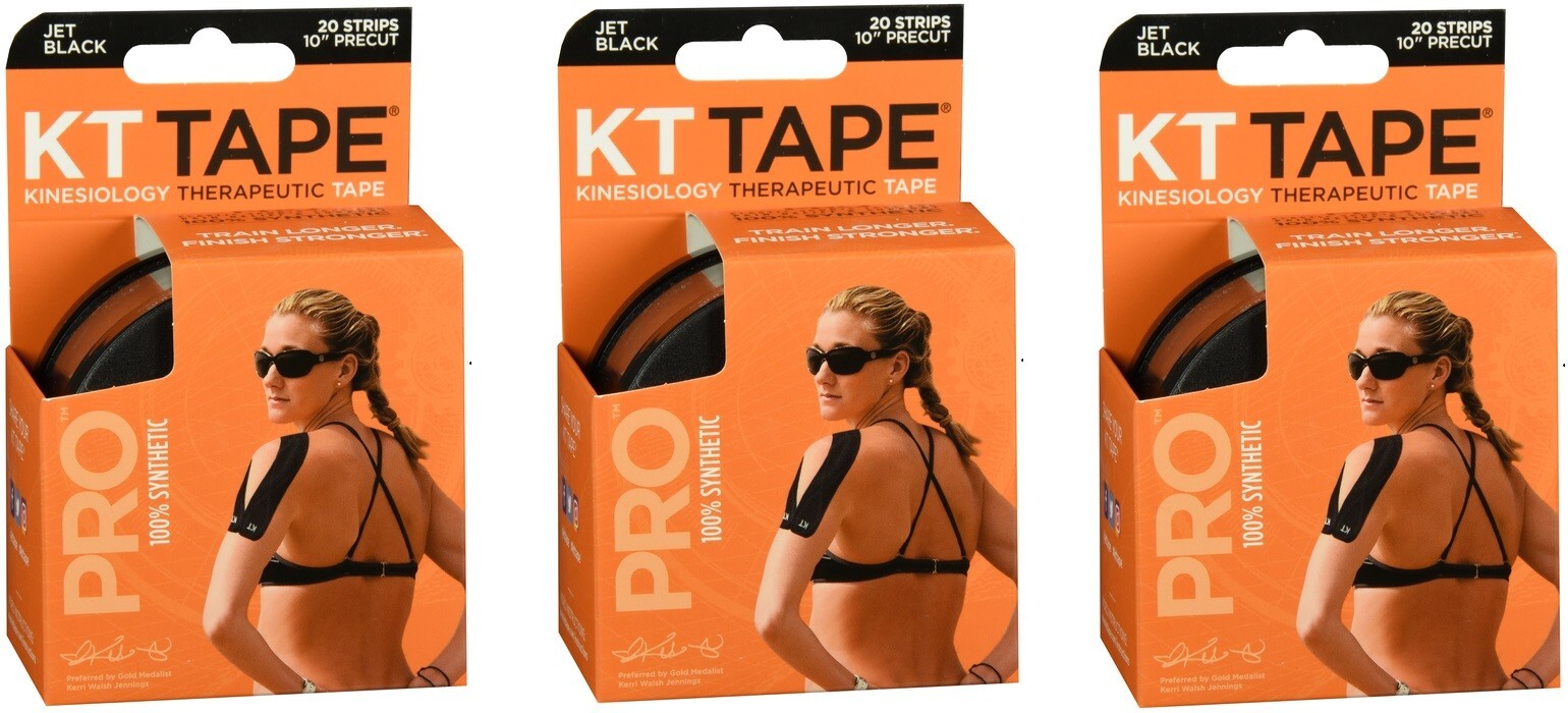 KT Tape Kinesiology Therapeutic Tape Pro Precut Strips 20ct (3 Pack)