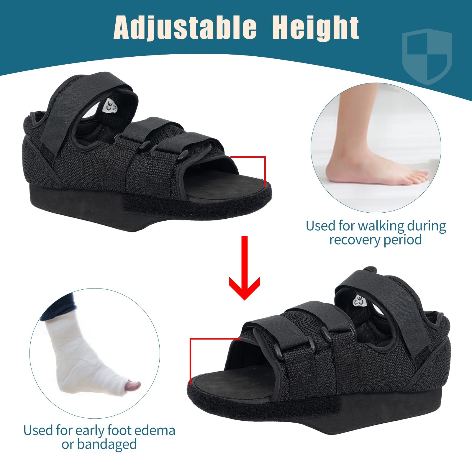 Forefoot Off-Loading Post Op Shoe Closed Toe Medical Walking Boot for Broken …